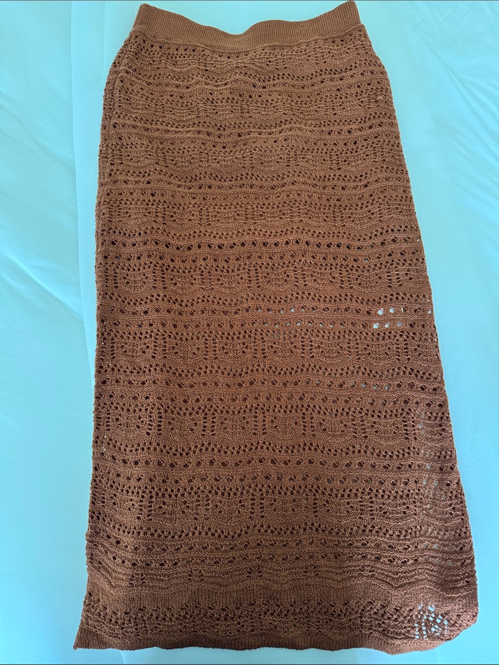 Brown Crochet Knit Maxi Skirt